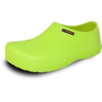 VANGELO Professional Men's Slip Resistant Nurse & Chef Shoe, Waterproof, Black Lime White Multicolor