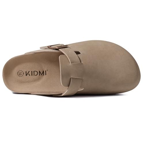 KIDMI Women's Leather Mules with Arch Support and Cork Footbed