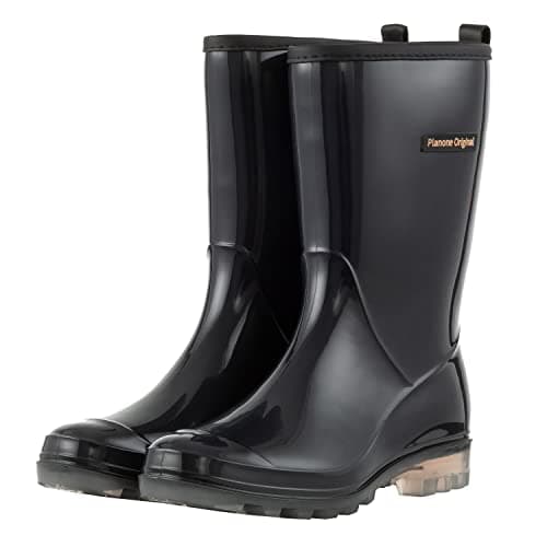 PlanOne Mid-Calf Waterproof Rain Boots for Women Outdoor Comfort.style