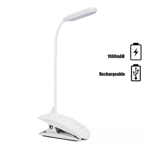 4 LED Black Neck Book Light, 2 Brightness Settings, USB Rechargeable for Reading in Bed