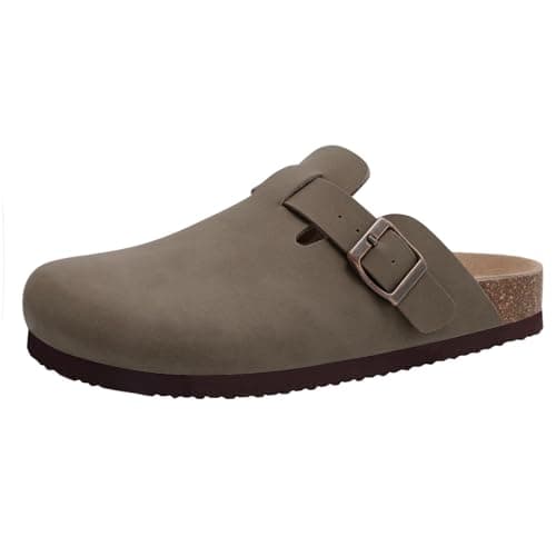 KIDMI Women's Leather Mules with Arch Support and Cork Footbed