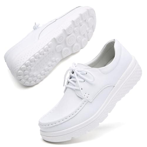 OVPMKC Women's Lightweight Comfortable Nursing Leather Loafers