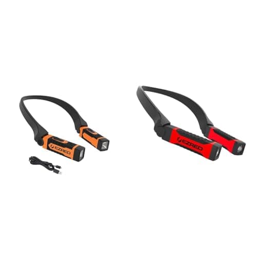 Rechargeable Neck Lights for Hands-Free Lighting: Orange & Bright Red/Black