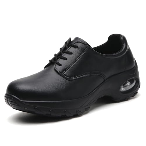 DR.XIRURUCO Women's Lightweight Faux Leather Lace-Up Nursing Shoes