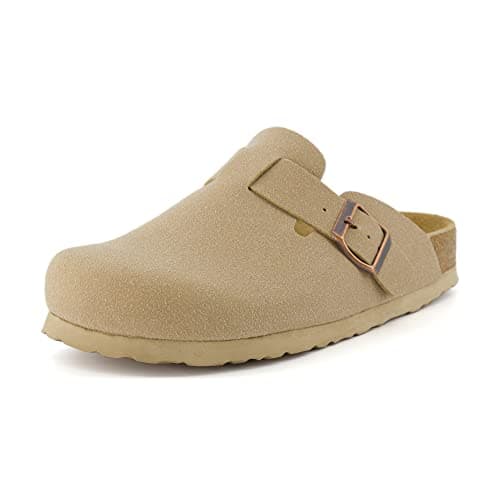 CUSHIONAIRE Hana Slip-On Buckle Clog Wide Width Cork Footbed