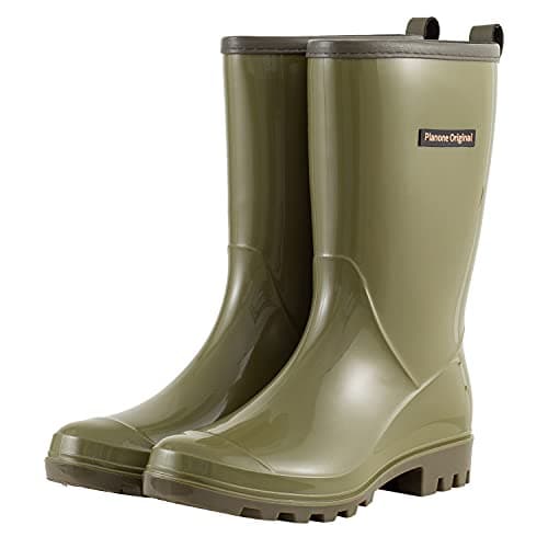 PlanOne Mid-Calf Waterproof Rain Boots for Women Outdoor Comfort.style
