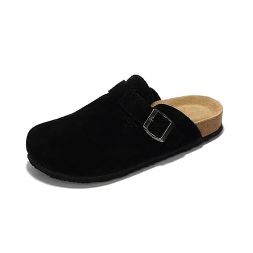 Project Cloud Women's Genuine Suede Footbed Memory Foam Arch Support Clog Slippers (Benton)