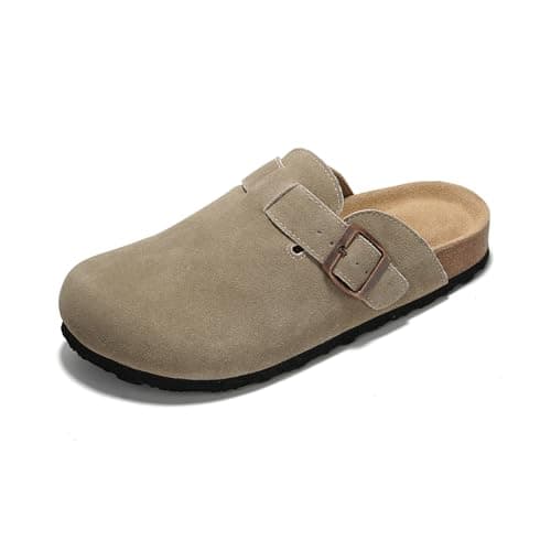 Project Cloud Women's Genuine Suede Footbed Memory Foam Arch Support Clog Slippers (Benton)