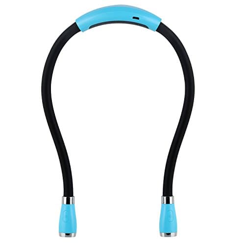 USB Rechargeable Bedside Reading Lamp, 4 LED, 4 Brightness Levels, Hands-Free for Night Jogging (Blue)
