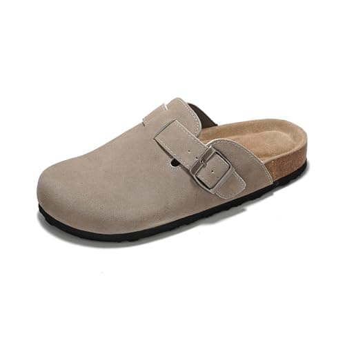 Project Cloud Women's Genuine Suede Footbed Memory Foam Arch Support Clog Slippers (Benton)