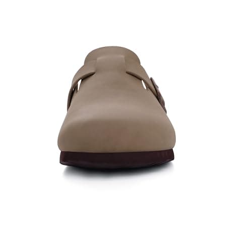 KIDMI Women's Leather Mules with Arch Support and Cork Footbed