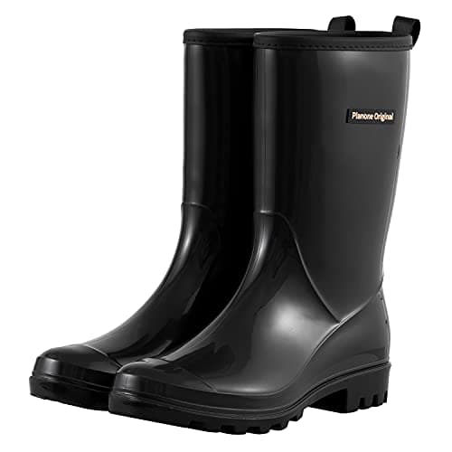 PlanOne Mid-Calf Waterproof Rain Boots for Women Outdoor Comfort.style