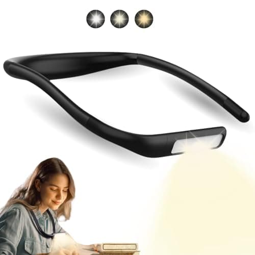 Black Neck Reading Light, Rechargeable LED, 270° Rotatable, Hands-Free, Adjustable Color & Brightness