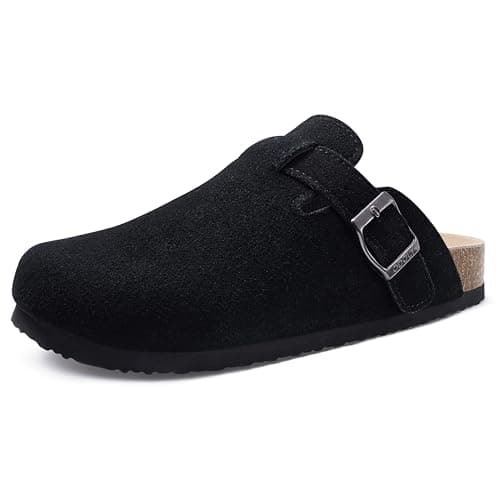 Genuine Suede Clogs Soft Cork Footbed Comfort Potato Shoes