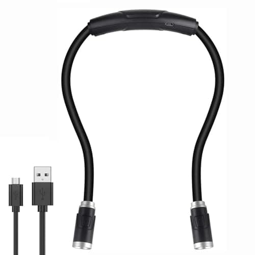 Black Rechargeable LED Neck Book Light with 3 Modes for Reading, Knitting, Camping