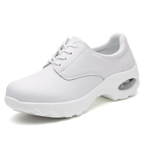 DR.XIRURUCO Women's Lightweight Faux Leather Lace-Up Nursing Shoes