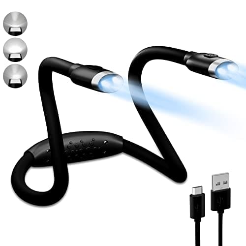 Bendable Neck Reading Light, 6 Brightness Levels, Rechargeable for Bed Reading, Crochet & Knitting