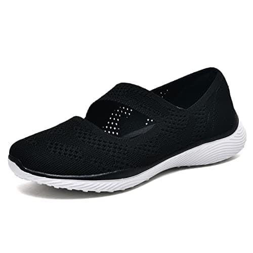 HONHOLD Women's Comfortable Knit Mary Jane Flat Shoes with Arch Support
