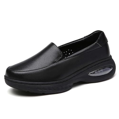 CNUEI Ladies Anti-Slip Comfortable Restaurant Service Shoes Lightweight Casual Leather
