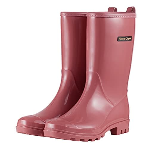 PlanOne Mid-Calf Waterproof Rain Boots for Women Outdoor Comfort.style