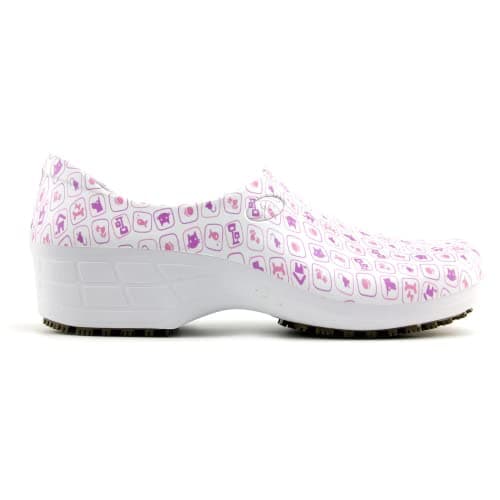 Sticky Printed Colorful Nursing Shoes - Waterproof & Non-Slip for Women - White