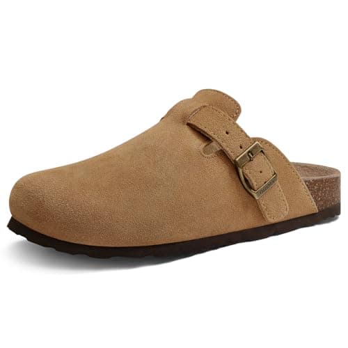 Genuine Suede Clogs Soft Cork Footbed Comfort Potato Shoes