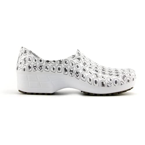 Sticky Printed Colorful Nursing Shoes - Waterproof & Non-Slip for Women - White