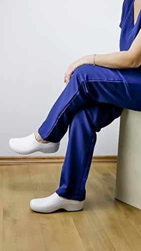 Waterproof Non Slip Nursing Shoes for Women - Chefs - Kitchen - Nurses - White Clogs for Work (Size 7)