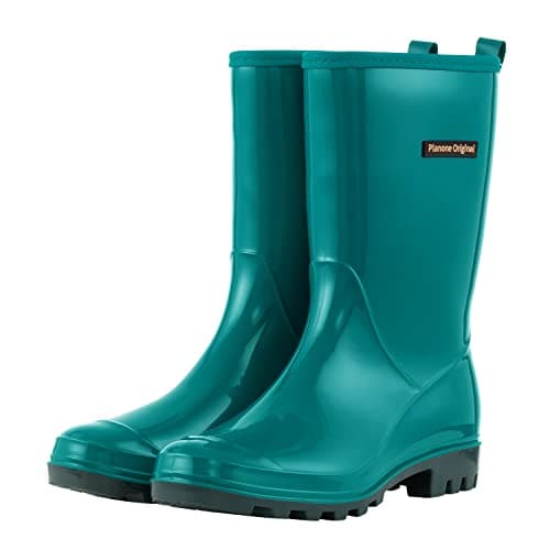 PlanOne Mid-Calf Waterproof Rain Boots for Women Outdoor Comfort.style