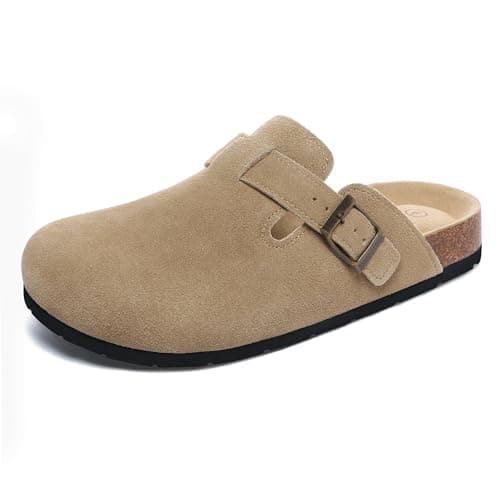 Xiakolaka Women's Suede Adjustable Buckle Slip-On Clogs