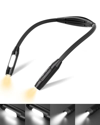 Alampan LED Neck Reading Light, Rechargeable, Hands Free, 3 Colors Dimmable for Crafting and Night Reading