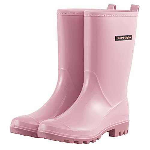 PlanOne Mid-Calf Waterproof Rain Boots for Women Outdoor Comfort.style