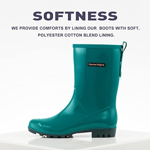 PlanOne Mid-Calf Waterproof Rain Boots for Women Outdoor Comfort.style
