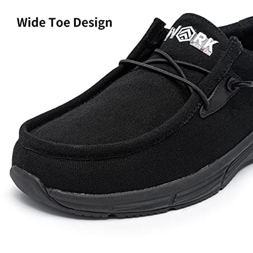 Mens LARNMERN Slip Resistant Work Loafers for Plantar Fasciitis and Food Service