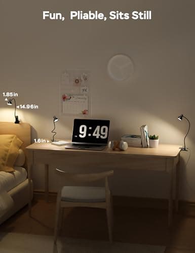 3 Color Modes Dimmable Reading Light for Bed with Gooseneck Clamp Desk Lamp