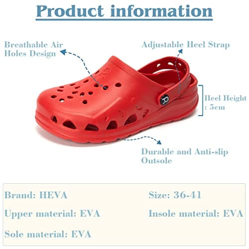 HEVA Adult Women's Garden Clogs - Quick Drying & Slip-On Shoes