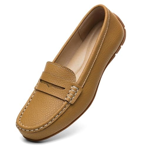 KORDAL Women's Lightweight Leather Penny Loafers - Comfortable Business Casual Shoes