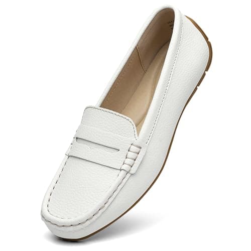 KORDAL Women's Lightweight Leather Penny Loafers - Comfortable Business Casual Shoes