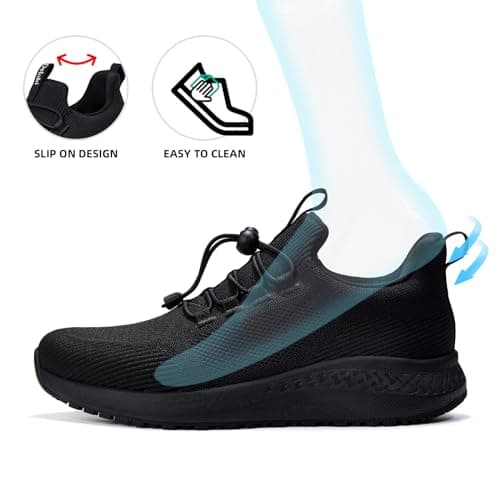 Non-Slip Shoes for Men: Waterproof Work Shoes for Kitchen & Restaurant Black