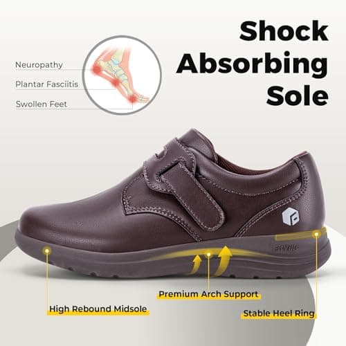 FitVille Diabetic Women's Casual Leather Shoes with Arch Support