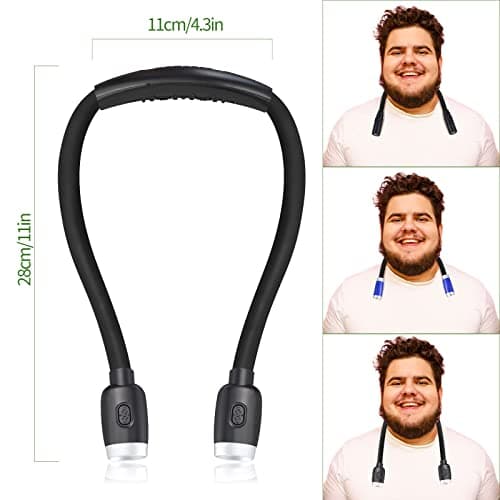 Bendable Neck Reading Light, 6 Brightness Levels, Rechargeable for Bed Reading, Crochet & Knitting