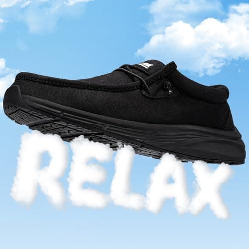 Mens LARNMERN Slip Resistant Work Loafers for Plantar Fasciitis and Food Service