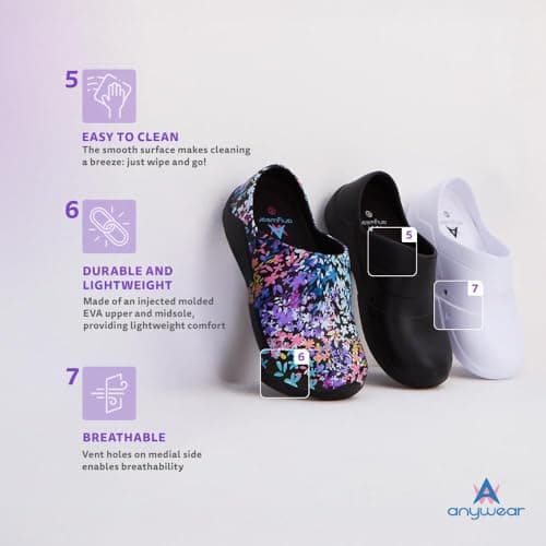 Anywear Journey Lightweight Waterproof Clogs - EVA Cushioning for Gardening, Food Service, Medical Professionals