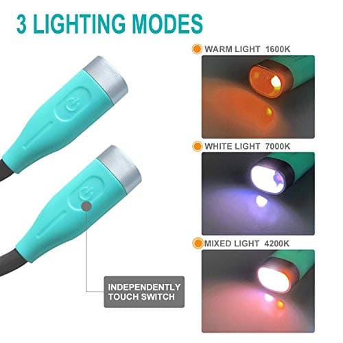 3 Color 3 Brightness USB Rechargeable Neck Reading Lamp for Bed Camping Repair