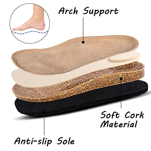 SATUSTA Women's Soft Leather Antislip Clog Slippers Classic Waterproof Mules