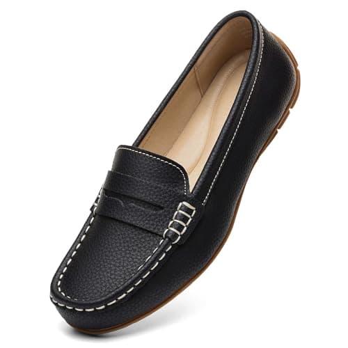 KORDAL Women's Lightweight Leather Penny Loafers - Comfortable Business Casual Shoes