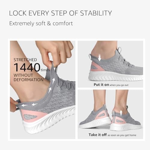 STQ Women's Memory Foam Arch Support Walking Shoes Lightweight and Comfortable