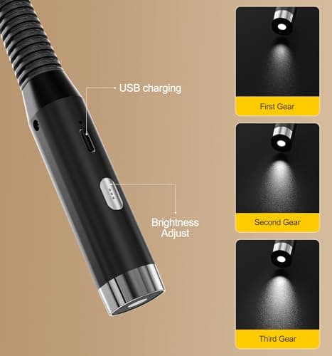 3-Level Brightness Neck Reading Light - Hands-Free, Rechargeable, Perfect for Reading, Knitting, Camping, Black