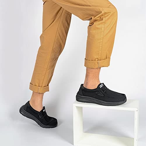 Mens LARNMERN Slip Resistant Work Loafers for Plantar Fasciitis and Food Service