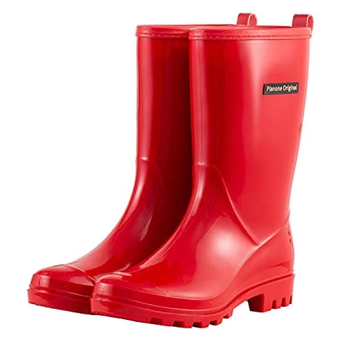 PlanOne Mid-Calf Waterproof Rain Boots for Women Outdoor Comfort.style